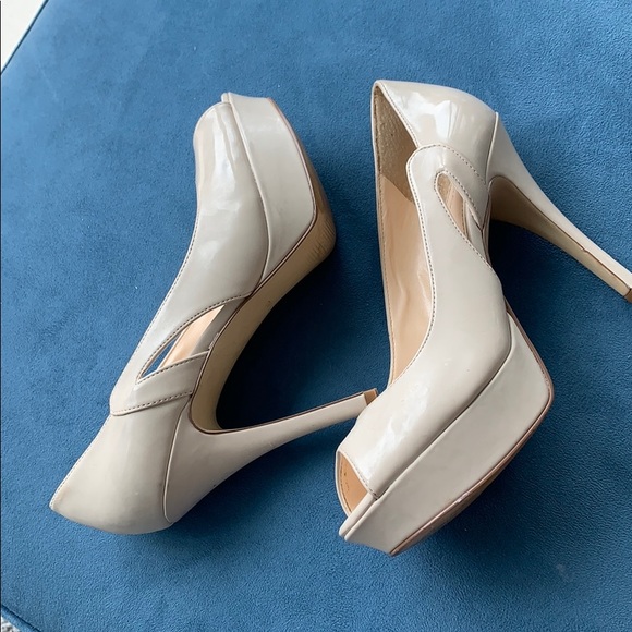 Marc Fisher Beige High Heel Open Toe Shoes - Picture 3 of 4